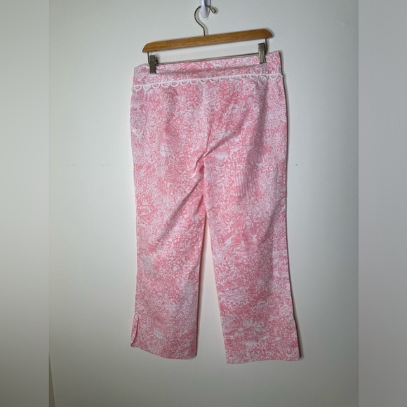 WOMEN'S LILLY PULITZER JUBILEE PINK & WHITE COTTON CAPRIS PANTS size 9 - Picture 3 of 9